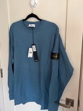 Stone Island Heavy Cotton Jersey Crewneck Sweatshirt Mid Blue XL NWT